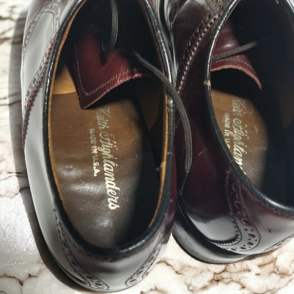 Keith Highlander Dress Shoes Burgundy Brown Leather Lace Up USA Men' Size -8 1/2 - Picture 7 of 15